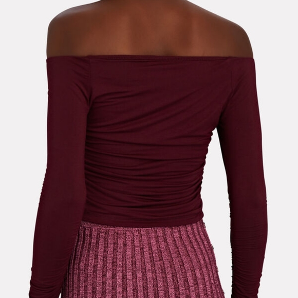 JONATHAN SIMKHAI STANDARD Alessa Matte Jersey Ruched  Top in Wine XS NWT - Picture 5 of 10